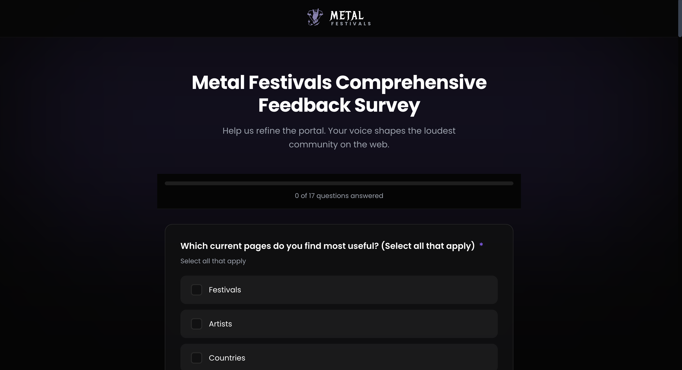 Survey Metal Festivals
